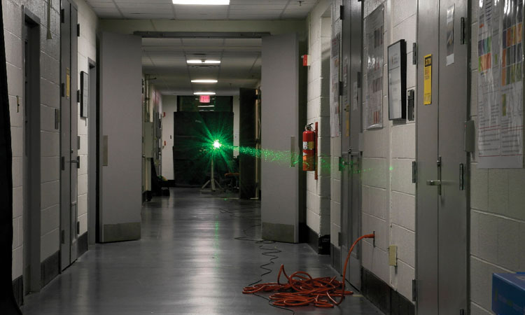 Laser in a hallway