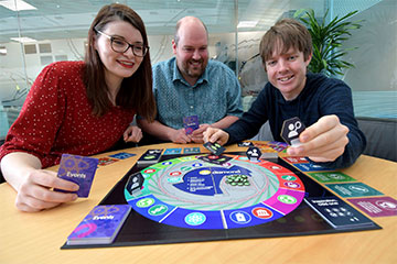 Researchers playing board game