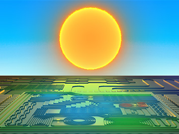 sunrise over a silicon chip