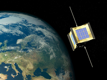 Artist view of CubeSat orbiting Earth