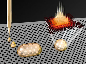 Inkjet-printed droplets on photonic-crystal template