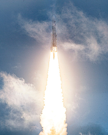 Ariane 5 carrying Webb, shortly after launch