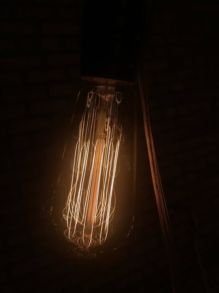 Filaments in a light bulb